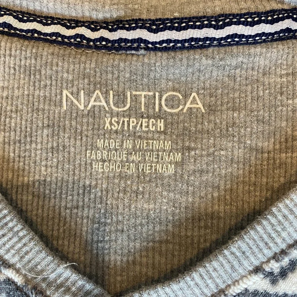 Nautica Ladies 2-piece Soft Fleece‎ Pajamas Set, Gray Fair-Isle XS #340M